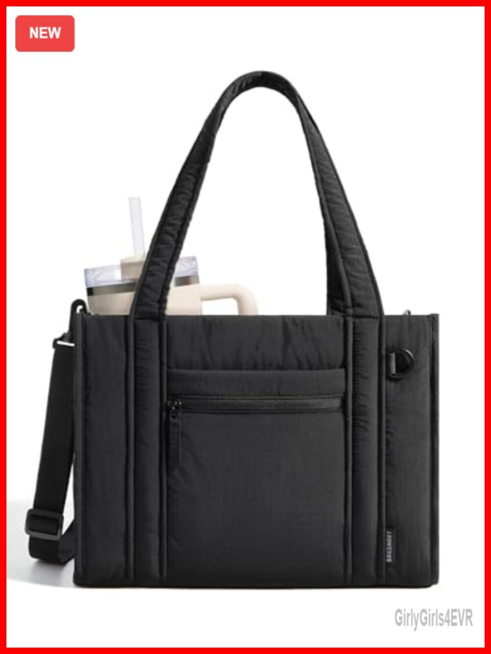 Puffer Tote Bag for Women Quilted Work Bag with Laptop Compartment Detachable